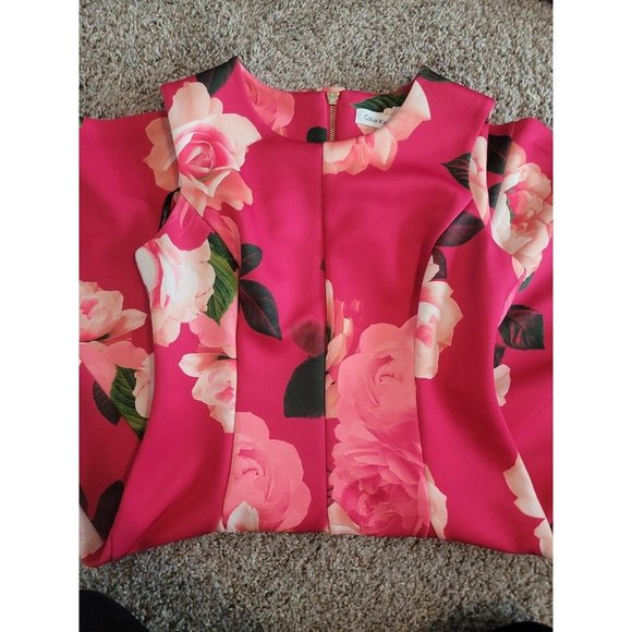 Calvin Klein Pleated Pink Floral Cocktail Dress Size 4 - Picture 9 of 9